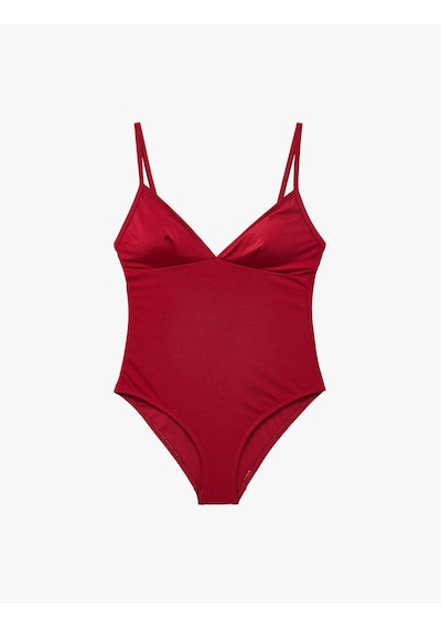 Koton V Yaka Ayarlanabilir Askılı Mayo Bordo 6sak20015mm