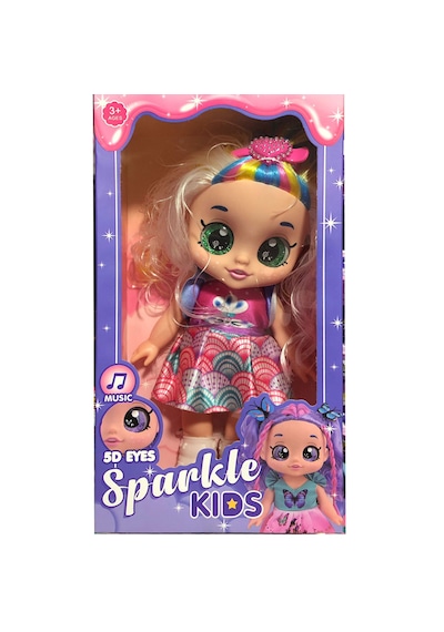 Sparkle Kids Bebek - Müzikli Renkli Saçlı Ve Elbiseli 30 Cm Bebe