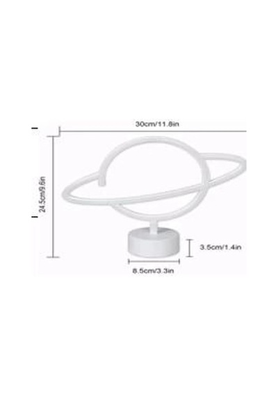 Neon Işıklı Satürn Lamba Pil+usb Mz-503 Standart