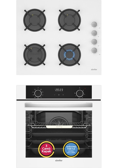 Simfer 10 Fonksiyon Airfry Beyaz 2'li Ankastre Set (8216 Fırın + 3507 Ocak)