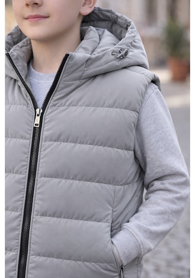 Pina Kids Erkek Çocuk Kapüşonlu Şişme Yelek Gri