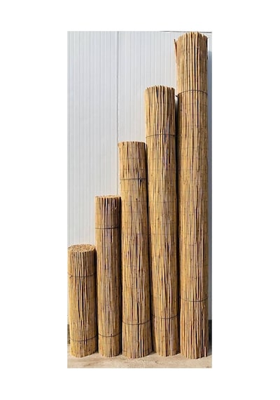 Kamış Çit Bambu Çit Hasır Doğal 1,00 X 5,00 Metre Telli Bej