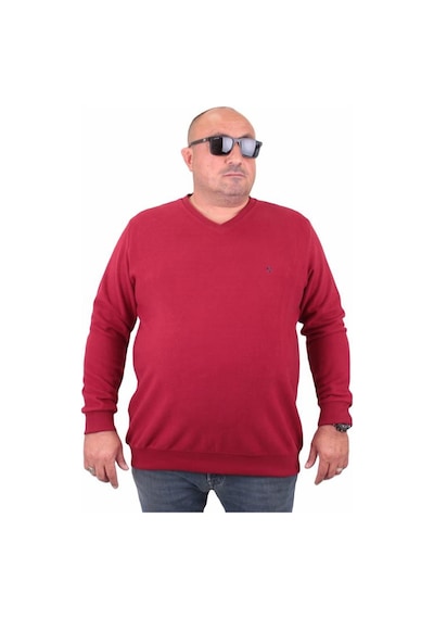 Starbattal Büyük Beden Selanik V Yaka Classic Sweat 23201 Bordo-Bordo