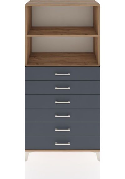 Hyperion Dolap 2 Raflı 6 Çekmeceli 88x44x182 Çam-antrasit Atlas Çam