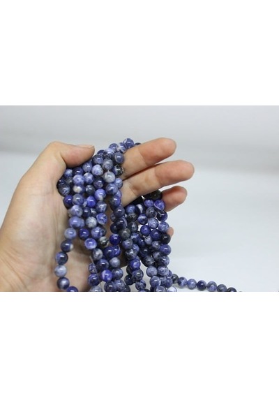 Sodalit Taşı Royal 8mm YARIM Dizi (18cm uzunluğundadır)