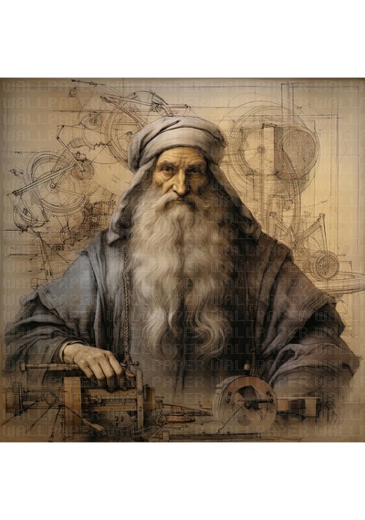 Leonardo Da Vinci İllüstrasyon Poster Duvar Kağıdı Renkli