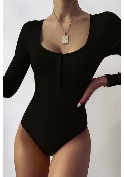 Madmext Mad Girls Siyah Bodysuit Mg1015-siyah Siyah