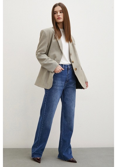 Ekose Blazer Ceket Kahve Kahve