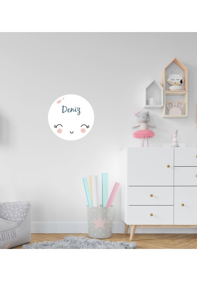 Kişiye Özel Sevimli Ay Tasarımlı Çocuk Odası Duvar Sticker-1