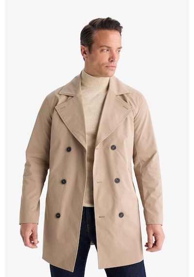 Defacto Slim Fit Dar Kesim Kemerli Düğmeli Trençkot D5528ax25aubn295 Kahve
