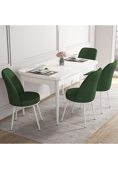 Canisa Concept Kor Serisi, 70x114 Açılabilir Beyaz Yemek Masası Takımı,4 Haki Yeşil Sandalye Masa Beyaz Sandalyeler Haki Yeşili Canisa Concept Kor Serisi, 70x114 Açılabilir Beyaz Yemek Masası Takımı,4 Haki Yeşil Sandalye Masa Beyaz Sandalyeler Haki Yeşili