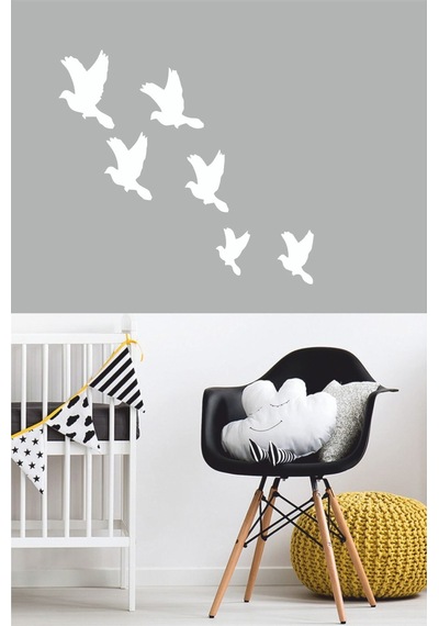 Kuşlar Duvar Sticker 6 Lı - Home Sticker - Duvar Sticker Beyaz