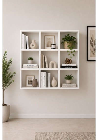 Nest 9'lu Küp Kitaplık Y:88 G:88 D:20 / Beyaz