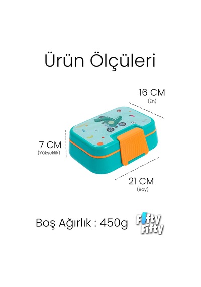Vagonlife 1030 Ml Tek Kat 4 Bölme Çocuk Beslenme Kutusu Çatal / Kaşık -ffb1262 Mavi
