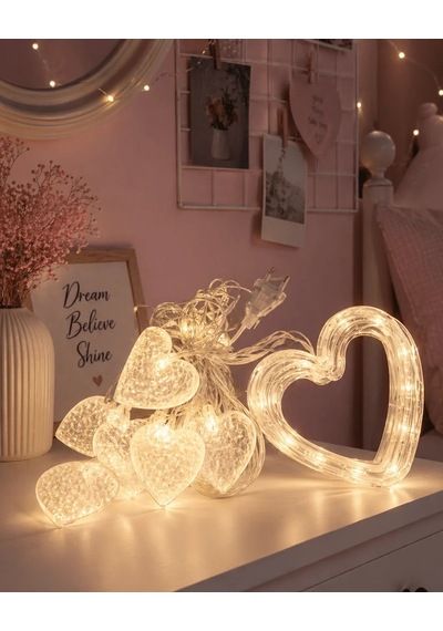 Lb Kalp Figürlü Led Neon Dekor Işığı Romantik Ortam Aydınlatması