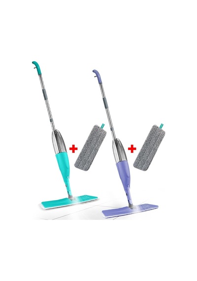 Smarter Shıny Sprey Mop Paspas Temizlik Seti Renkli 2 Li + 2 Yedek Mop Very Peri-yeşil