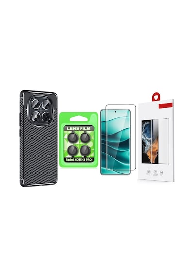 Vendas Xiaomi Redmi Note 14 Pro 5g Kılıf Zore Negro Silikon Kapak + Kamera Lens Koruyucu + Polymer Nano Ekran Koruyucu Siyah