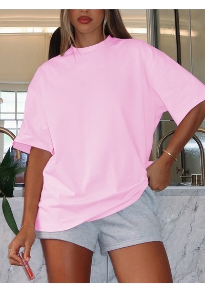 Startmore Oversize Unisex Basic T-shirt Pembe