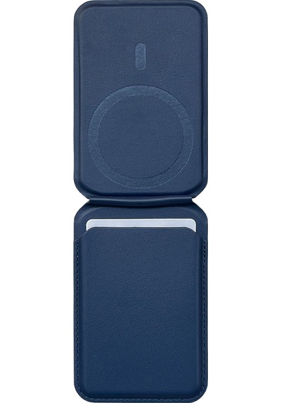 Buff Apple Uyumlu iPhone Walletmag 2.0 Stant Manyetik Deri Cüzdan Blue Mavi