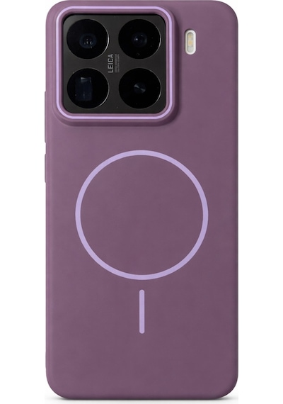 Mi 15 Pro Uyumlu Kamera Çıkıntılı Magsafe Wireless Şarj Özellikli Sert Sararmaz Silikon Kılıf Mor
