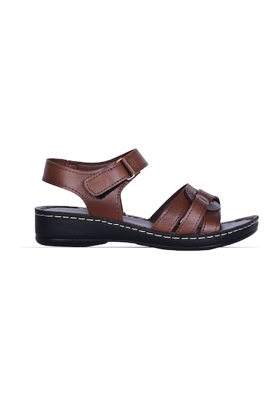 Moda Ayakkabı 186 Polero Ortapedik Kadın Yazlık Sandalet Kahverengi