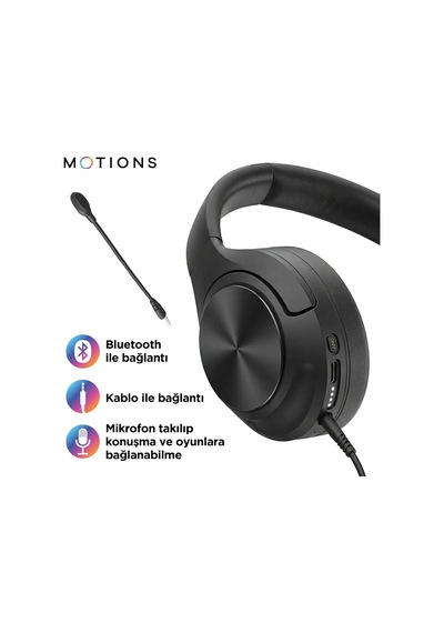 Ms-h61 Kulak Üstü Kablosuz Kulaklık, Anc Gürültü Engelleme, Hi-fi, Harici Mikrofonlu, Profesyonel, Bluetooth 5.3, Siyah
