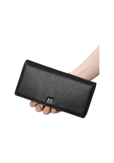 Mft Leather Hakiki Deri Unisex Telefon Bölmeli Cüzdan Golden 3367 Flother Mat Siyah