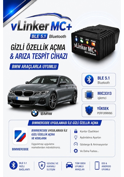 Vlinker Mc+ Ford Bmw Vw Reno Opel Gizli Özellik Açma Ve Arıza Tes