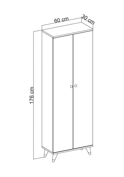 Simple Çok Amaçlı Dolap 5 Raflı 2 Kapaklı 60x30x176 Beyaz Beyaz
