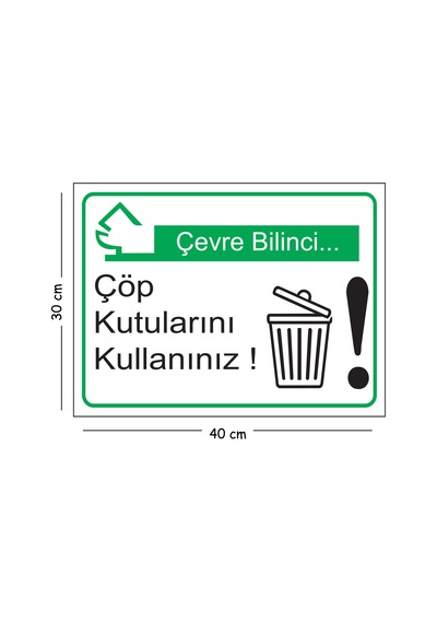 Metal Çevre Bilinci Çöp Kutularını Kullanınız 30x40 Cm A3 Uyarı İş Güvenliği Levhası