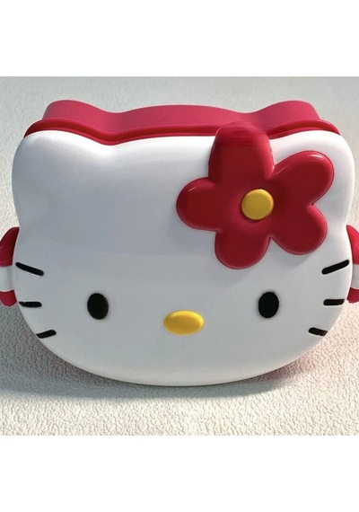 Kawaii 3d Hello Figür Kabartmalı 2 Katlı Çatal Ve Kaşıklı Kilitli Beslenme Çantası Kutusu