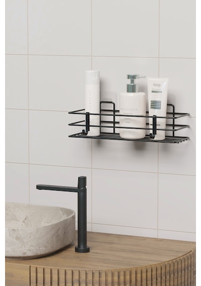 Zabata Yapışkanlı Banyo Rafı Duş Şampuanlık Duvar Düzenleyici Organizer 1 Adet Siyah