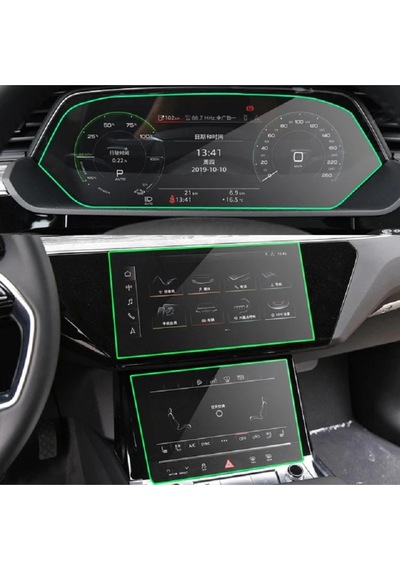 Audi Q7 2020-2023 Gösterge Ve Multimedya Çift Ekran Koruyucu Navigasyon Ekran Koruyucu