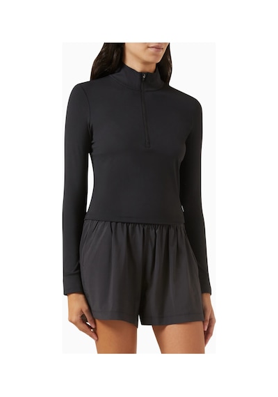 Vuori Studio Half-zip Crop Top, Stretch Knit Spor Ve Şık Üst Siyah