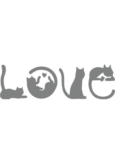 Kediler Love Araba Sticker 17x17 Cm Gri