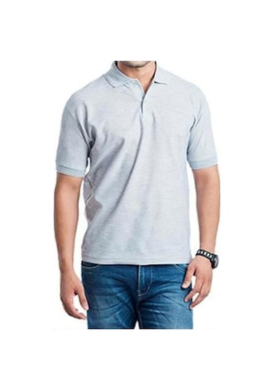 T-Shirt Polo Yaka Kısakol %100 Pamuk Cepli Gri (428138695)