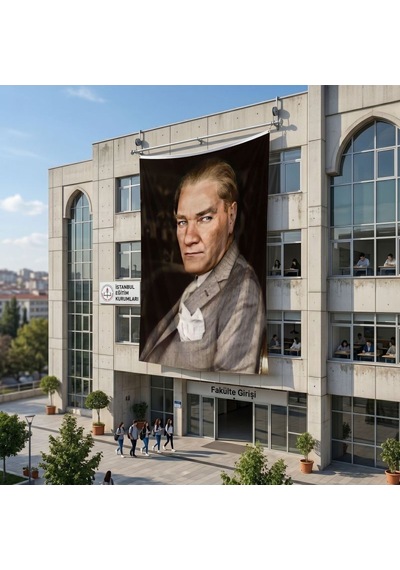 Mavi Gözlü Ulu Önder Mustafa Kemal Atatürk Poster Bayrak Raşel Kumaş 6x9 Metre Ata56 Diğer