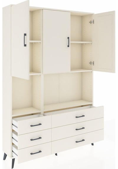Arges Dolap 6 Raflı 6 Çekmeceli 3 Kapaklı 132x30x195 Aytaşı-a... Aytaşı
