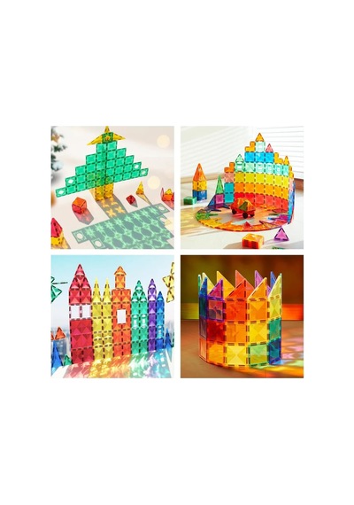Karın Bölgesier Renkli Magnetic Tiles - 100 Parça