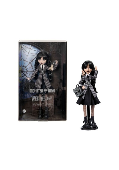 Hxj04 Monster High Wednesday Okul Üniformalı Bebek Standart