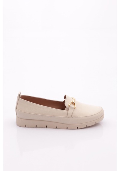 Dgn 2274-4 Kadin Aksesuarli Loafer Ayakkabi Bej Floater