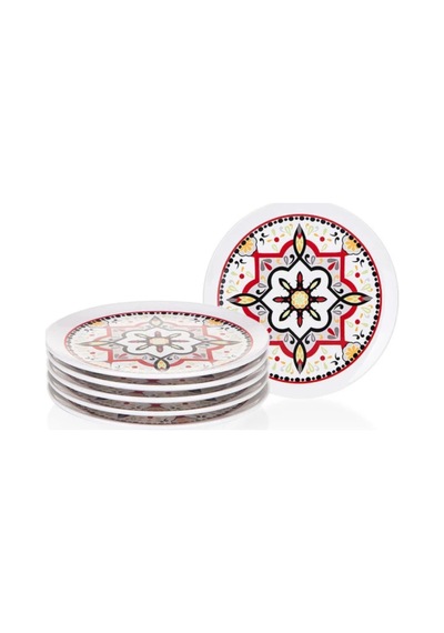 Biev Flora 6 Parça Seramik Pasta Tabağı Takımı Mandala