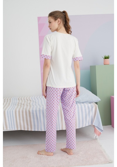Siyah İnci Pamuklu Örme Pijama Takım 24117054 Çok Renkli