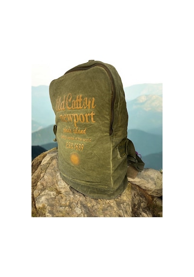 Old Cotton Cargo Kaliteli Vintage Disayn Laptop Bölmeli Sırt Gezi Çantası Leone Bag Oil 5100 Haki