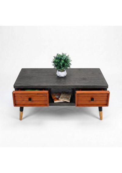 Mobenta Stria Brew: Modern Doğal Masif Orta Sehpa, 4 Çekmeceli - 110x60 An-bk Antrasit-bakır Mobenta Stria Brew: Modern Doğal Masif Orta Sehpa, 4 Çekmeceli - 110x60 An-bk Antrasit-bakır