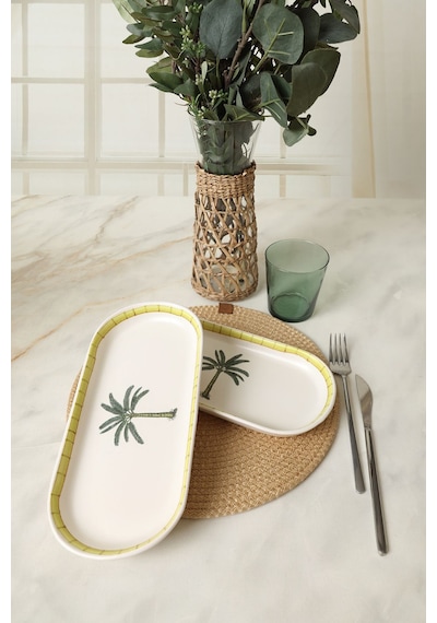 Keramika Palmiye Noyan Kayık Tabak 26 Cm 2 Adet 22642 Çok Renkli