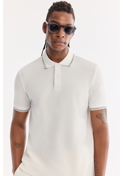 Avva Erkek Beyaz Kıvrılmaz Polo Yaka Pamuklu Teknik Kumaş Regular Fit T-shirt A61y1097