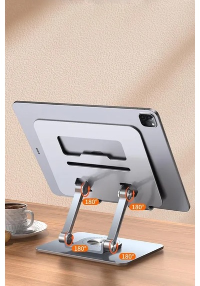 Thentech Şık Görünümlü 360 Derece Dönebilen Aşağı Yukarı Ayarlanabilir Tablet Laptop Standı Metal Stand
