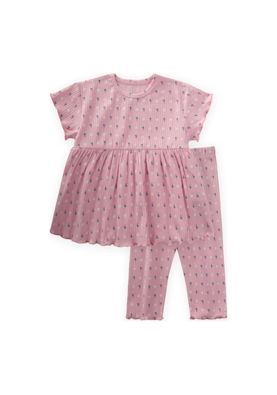 Cigit Desenli Fitilli Tunik Takım 1-8 Yaş Pembe Pembe