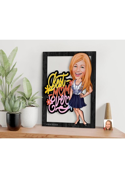 Bk Gift Kişiye Özel Anneler Günü Karikatürlü 3d Ahşap Tablo, Anneye Hediye, Anneler Günü Hediyesi-3